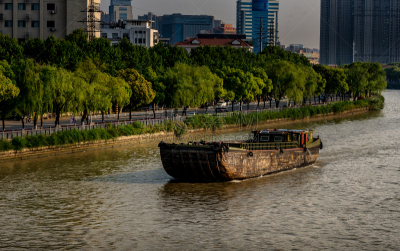 大运河,水面,船,江苏省,河流,运河,夏天,户外,建筑,都市风景