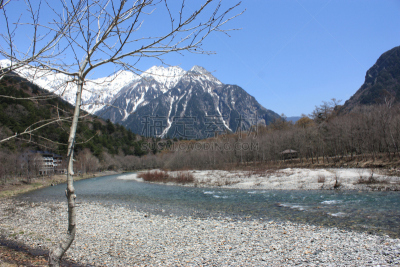 山,梓川,上高地国家公园,长野县,水平画幅,无人,日本,河流,户外,摄影