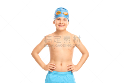 游泳帽,游泳护目镜,儿童,欢乐,初级水平,运动,背景分离,肖像,一个人,橙色