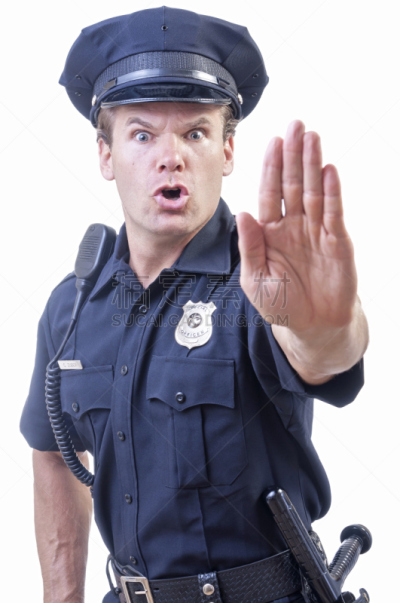 职权,警官,垂直画幅,制服,白人,工具带,男性,仅男人,仅成年人,停止手势