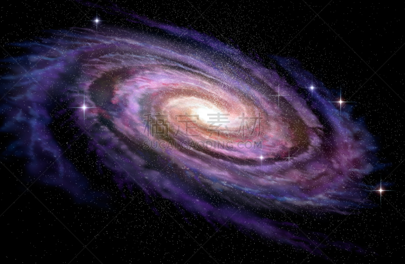 绘画插图,三维图形,螺旋星系,深的,天空,星系,望远镜,水平画幅,宇航员,夜晚