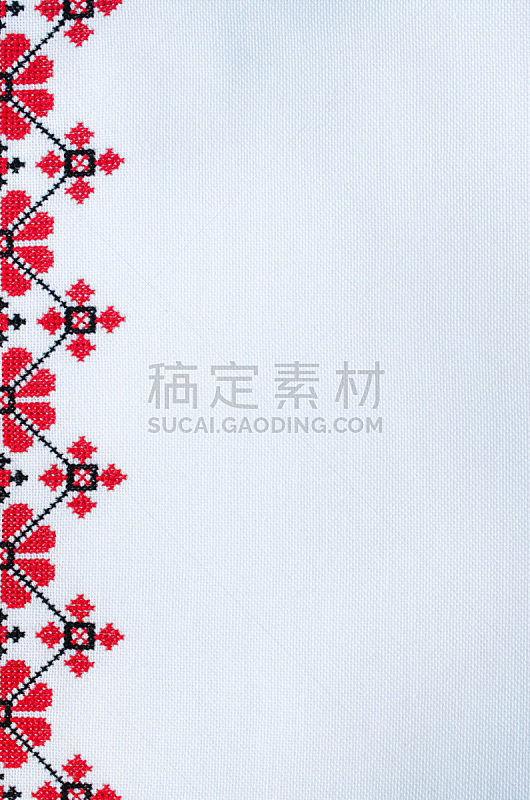 线,亚麻布,白色,红色,手艺,刺绣,黑色,传统,华丽的,几何形状