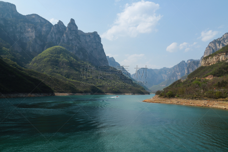 地质公园,云台山,河南省,自然,水,天空,美,水平画幅,绿色,地形