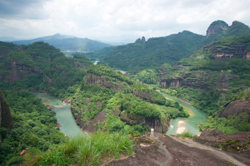 山,地形,天空,美,水平画幅,夏天,福建省,户外,树林,著名景点