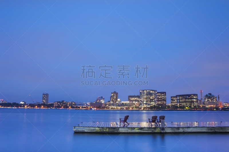 夜晚,查尔斯河,波士顿,盆地,天空,水平画幅,海港,户外,都市风景,朗菲罗大桥