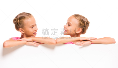 双胞胎,姐妹,贺卡,留白,白色,人的脸部,布告,布告栏,儿童