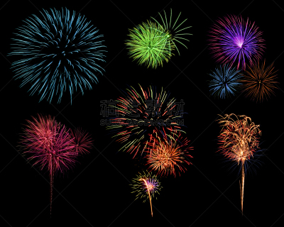 夜晚,放焰火,色彩鲜艳,灵感,水平画幅,美国国庆日,夏天,组物体,明亮,黑色背景
