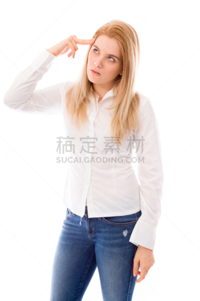 青年女人,垂直画幅,正面视角,衬衫,白人,仅成年人,长发,青年人,彩色图片,仅一个青年女人