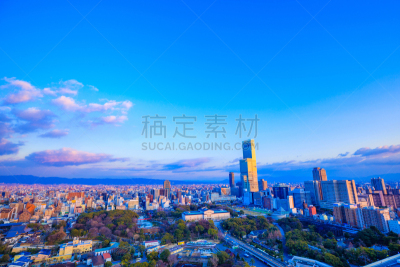 日本,地形,大阪市,办公室,水平画幅,建筑,无人,曙暮光,建筑外部,房屋