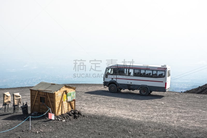 埃特纳火山,在上面,背景,校车,雾,丽巴瑞群岛,载人车,天空,水平画幅,山