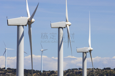 风力,天空,风,水平画幅,能源,无人,蓝色,涡轮,组物体,云景