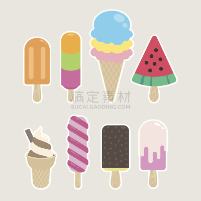 多色的,冰淇淋,绘画插图,符号,香草兰,奶油,夏天,卡通,润肤露,圣代