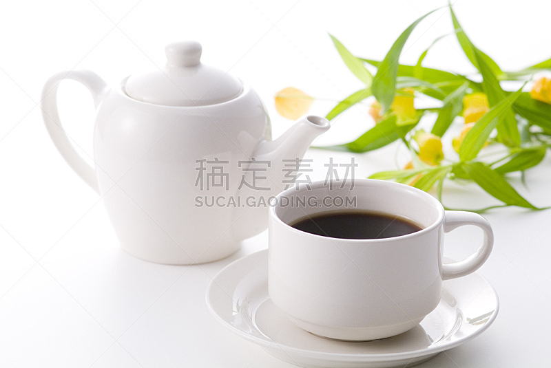下午茶,绿色,留白,水平画幅,无人,日本,白色背景,红茶,室内,茶