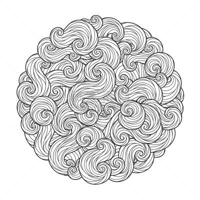曼荼罗,圆形,抽象,海洋,波浪,卷着的,禅宗,过度劳累,水,替代疗法