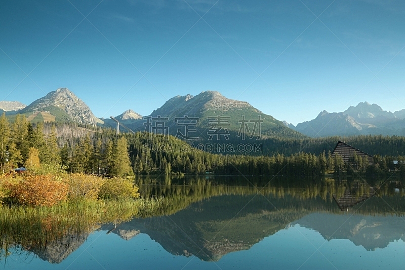 湖,塔特国家公园,山,塔特里山脉,水,天空,水平画幅,无人,早晨,户外
