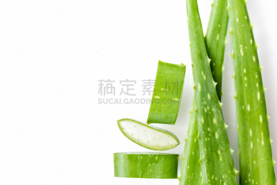 白色背景,切片食物,芦荟,分离着色,水平画幅,无人,湿,spa美容,果汁,特写