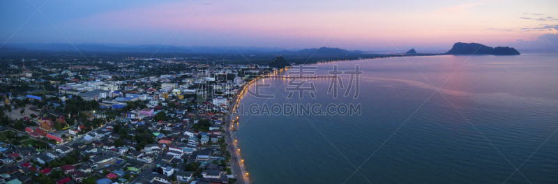 泰国,南,航拍视角,查济,天空,水平画幅,高视角,沙子,无人,海港