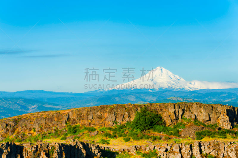 哥伦比亚河谷,沙漠,高处,自然,美国,胡德雪山,水平画幅,地形,雪,地质学