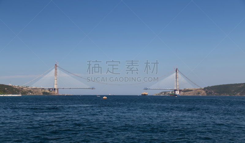 建筑业,亚武兹苏丹塞利姆大桥,水,水平画幅,建筑,无人,巨大的,建筑外部,斜拉桥,户外