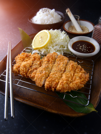日本,猪肉,炸制食物,炸猪排,深的,炸肉排,传统,蔬菜,热,配方