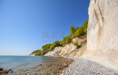 悬崖,吕根岛,海滩,白垩,德国,自然,水,水平画幅,地形,无人