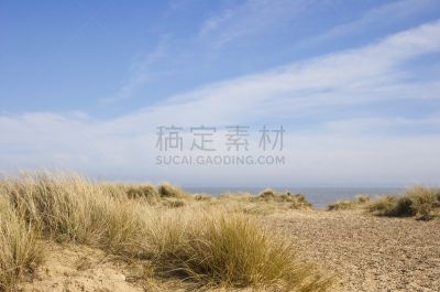 沃尔波斯维克,沙丘,滨草,萨弗克,卷云,自然,天空,留白,东安格利亚,水平画幅