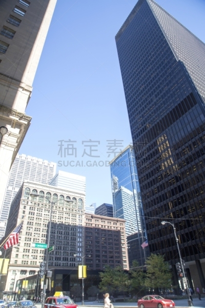 美国,芝加哥市,市区,伊利诺斯州,垂直画幅,天空,留白,无人,铁轨轨道,户外
