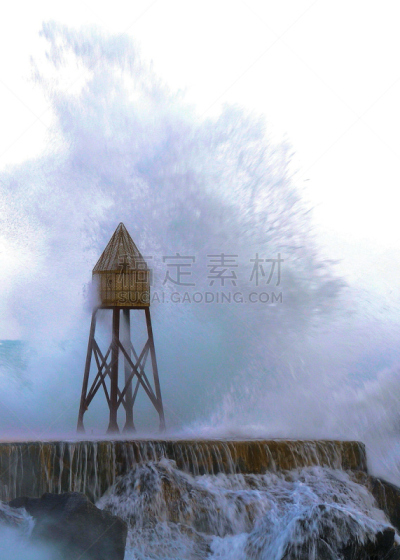 限制航道航标,波浪,垂直画幅,无人,破坏,摄影