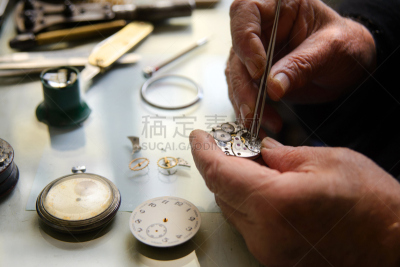 钟表匠,水平画幅,手,古典式,人,工具,特写,钟,齿轮