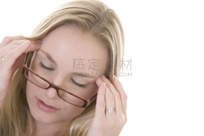 极大的悲伤,压力点,钻石戒指,珠宝,仅成年人,疲劳的,长发,青年人,过度劳累,前额