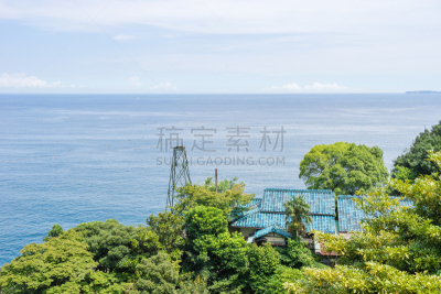 热海,海洋,看,山,相模湾,静冈县,输电塔,里山,非都市风光,水平画幅
