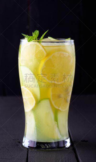 柠檬水,薄荷,背景,里蒙省,垂直画幅,绿色,无人,黄色,清新,薄荷叶