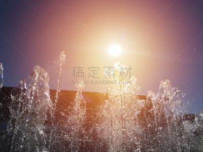 水上公园,喷泉,日光,正面视角,水,天空,纯净,夏天,饮料,明亮