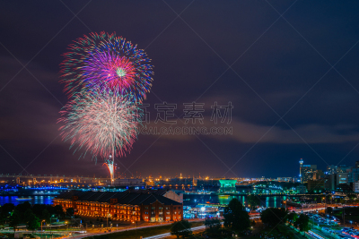 横滨,日本,放焰火,模仿派对,海湾大桥,水平画幅,建筑,夜晚,无人,水平线