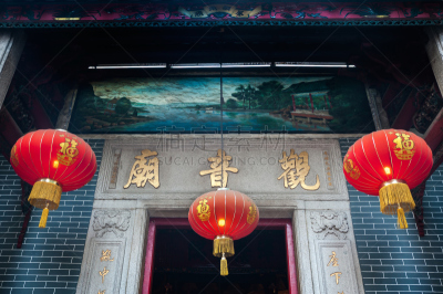 建筑物门,寺庙,悬挂的,家庭护理,chinese temple dog,观音菩萨,九龙半岛,九龙,中国南部,中国灯笼