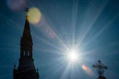 斯洛伐克,2015年,日食,天空,水平画幅,无人,月亮,十字形,日月食