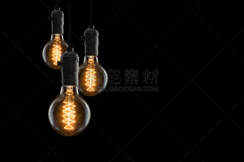 电灯泡,想法,概念,黑色背景,电缆,白炽灯泡,褐色,灵感,水平画幅,能源