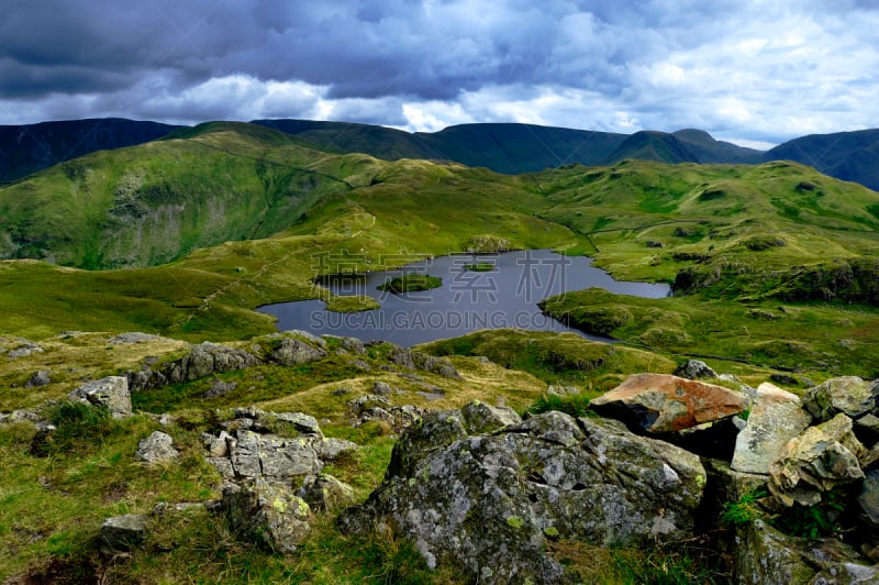 盎格鲁湖,安格勒堂峰,赤山,温来特,英格兰湖区,水,国家公园,水平画幅,山,无人