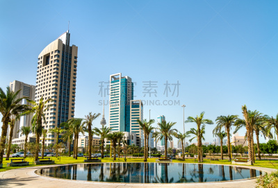 公园,科威特市,城市天际线,阿拉巴马州,商务,华贵,波斯湾,现代,池塘,著名景点