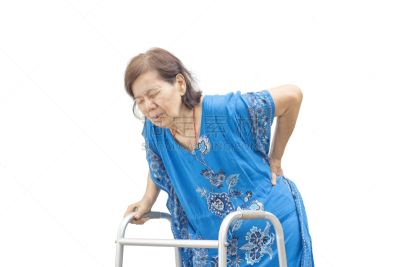 背痛,老年女人,拿着,流动的行人,腰部以下,健康保健,背景分离,一个人,背面视角,东亚人