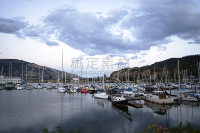 哥伦比亚河,停泊的,游艇,船,码头,海湾,摩托艇,运动,西北,曙暮光