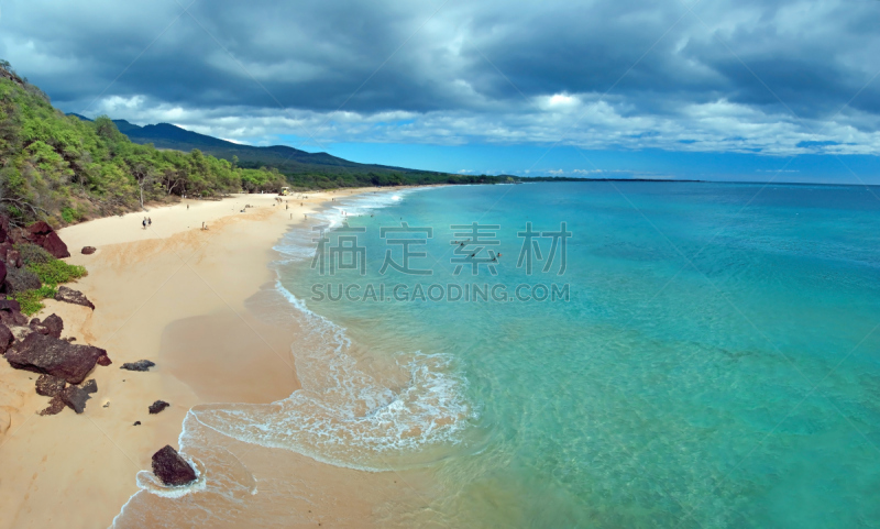 夏威夷大岛,玛凯那海滩,海洋,蓝色,毛伊岛,水,天空,暴风雨,沙子,夏天