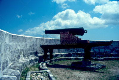 炮,巴哈马国,要塞,无人,加勒比海地区,拿骚,1990年-1999年,图像,水平画幅,摄影