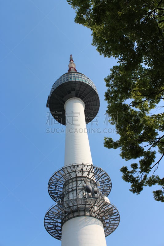 南山塔,韩国,首尔,垂直画幅,建筑,无人,蓝色,符号,户外,云景