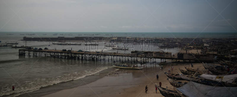 全景,加纳,阿克拉海滩,船,水,天空,水平画幅,沙子,无人,传统