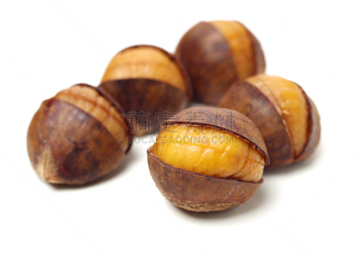 中国食品,白色背景,去皮的,炒栗子,清新,一个物体,背景分离,食品,成分,坚果