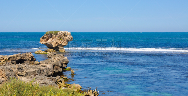 石灰石,cape peron,岩石,印度洋,水,西澳大利亚,水平画幅,巨大的,旅行者,海岸地形