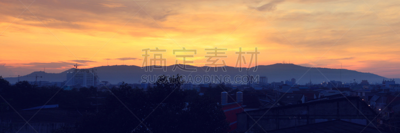 合艾市,城市,山,风景,在上面,宋卡府,自然,天空,水平画幅,景观设计