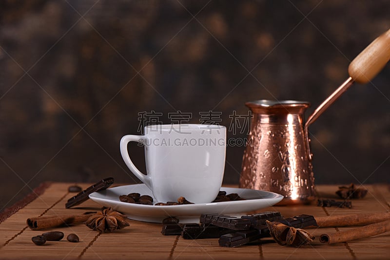 咖啡豆,茶几,烤咖啡豆,褐色,水平画幅,无人,热饮,早晨,乡村风格,饮料