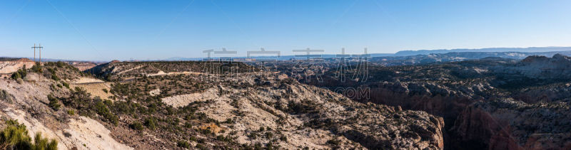 犹他,escalante,地形,风景,在之间,巨石,天空,水平画幅,主干路,无人